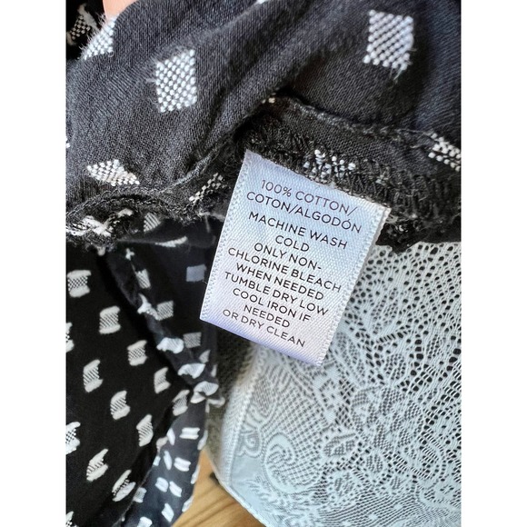 LOFT Petite Black and White Textured Ruffle Sleeve Cotton Blouse - Picture 5 of 7